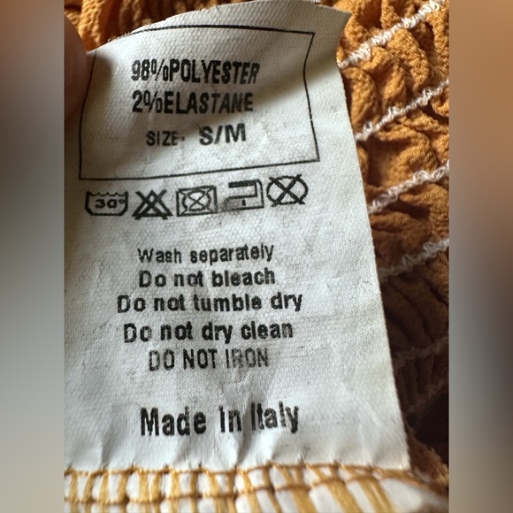 Cameo Rose Mustard Smocked Crop Top in Small/Medium - Picture 4 of 5